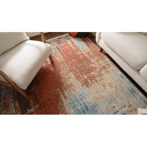 Well Woven Indira Abstract Orange/Blue/Beige Area Rug & Reviews Wayfair